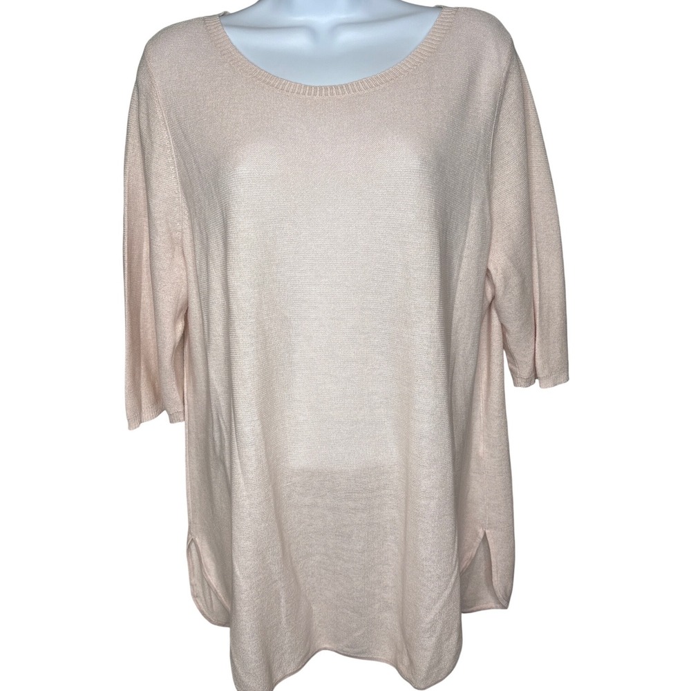 Eileen Fisher Womens Pink Silk Blend Tunic Sweater XL Quiet Luxury Minimalist‎